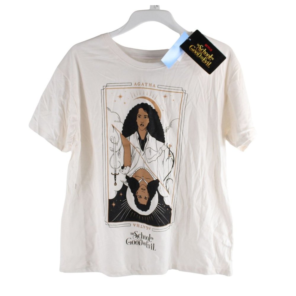 Agatha the school of good & evil graphic shirt sz large cream NWT